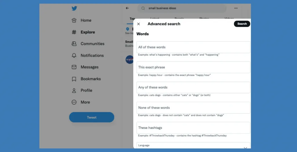 Use Twitter Search